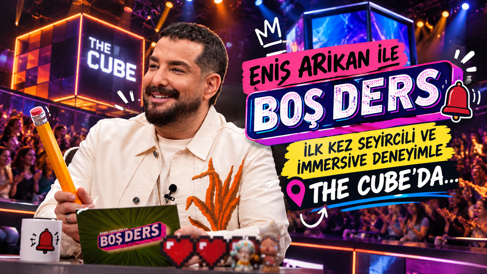 TÜRKİYE’DE BİR İLK: ENİS ARIKAN İLE “BOŞ DERS” İLK KEZ SEYİRCİLİ VE IMMERSIVE DENEYİMLE THE CUBE’DA…